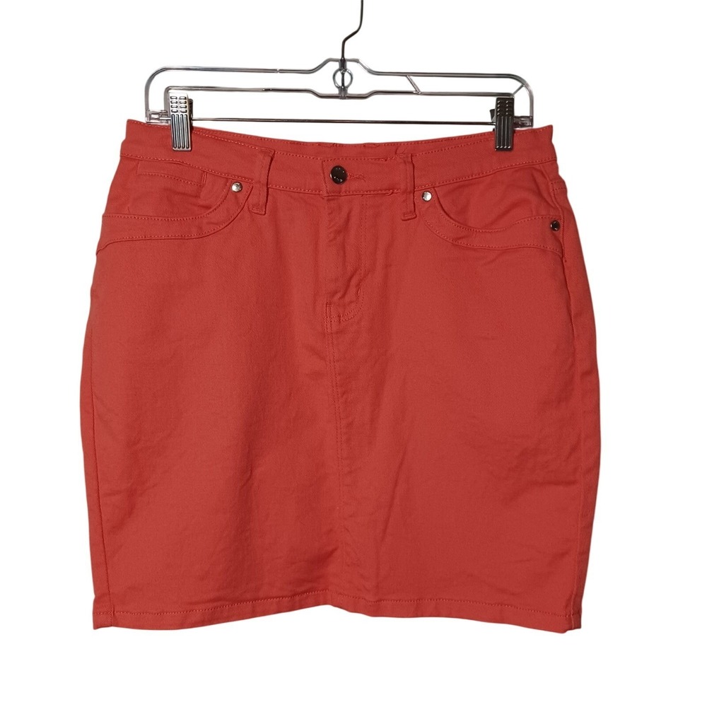 Venus Women's Coral Denim Mini Skirt Size 10 Embroidered Soft Festival Beachy